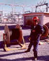 Man pulling wire